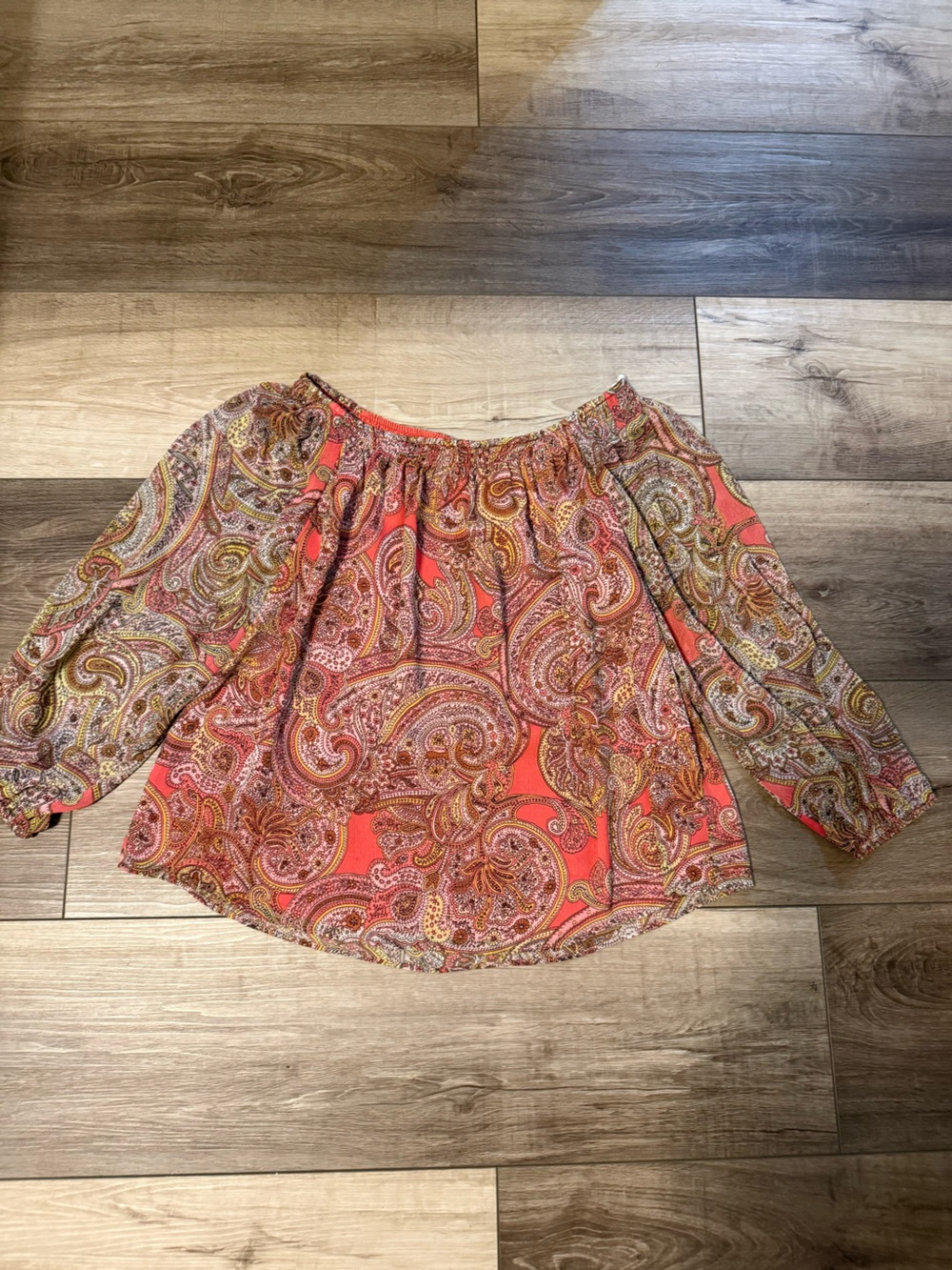 Tommy Hilfiger Coral Paisley Off-Shoulder Blouse